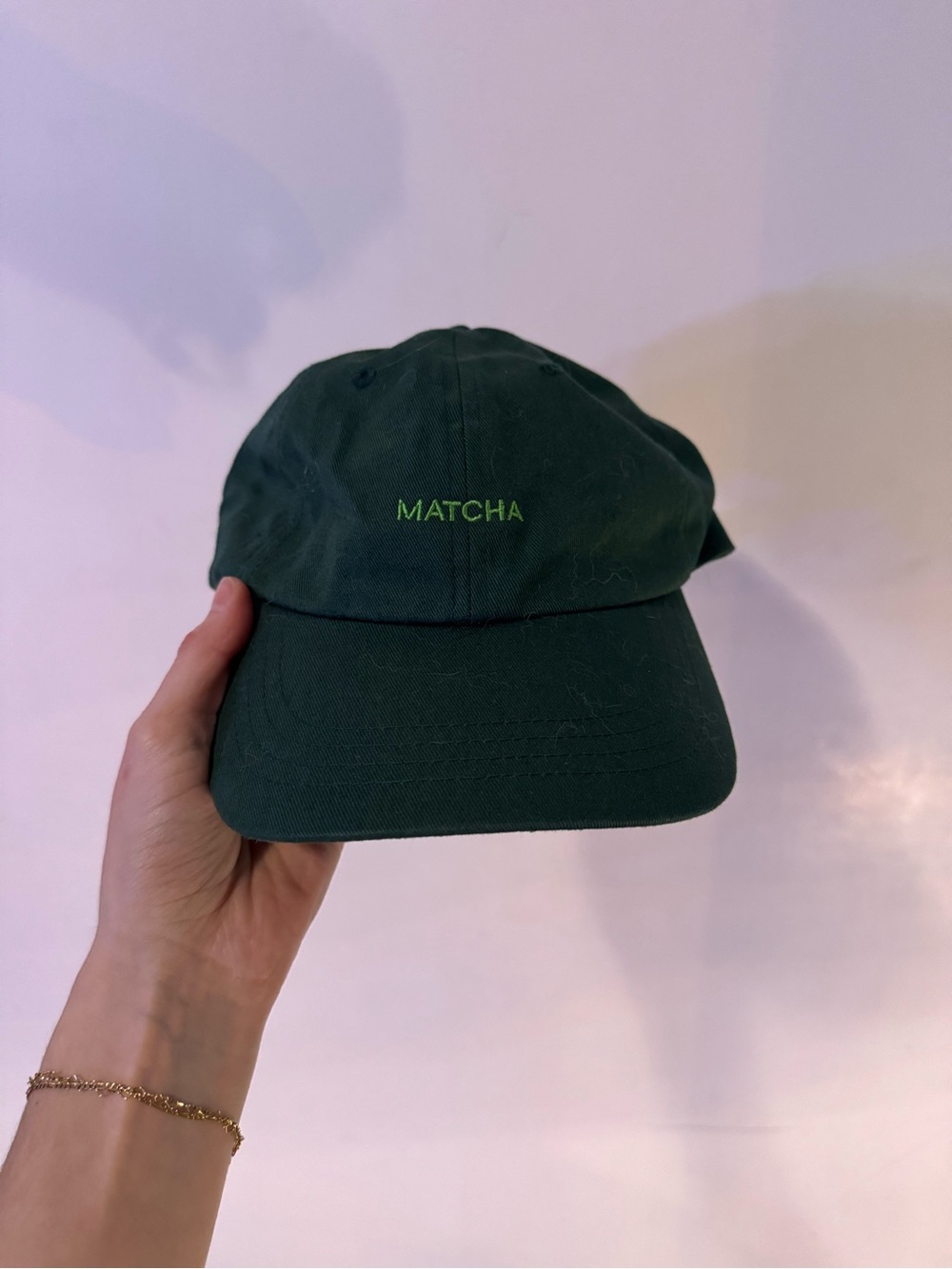 Alfred Coffee Hat Matcha Embroidered Dark Green Baseball Cap